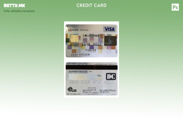 Модерен стил Шаблон за виза банкарска картичка Јапонија Mufg